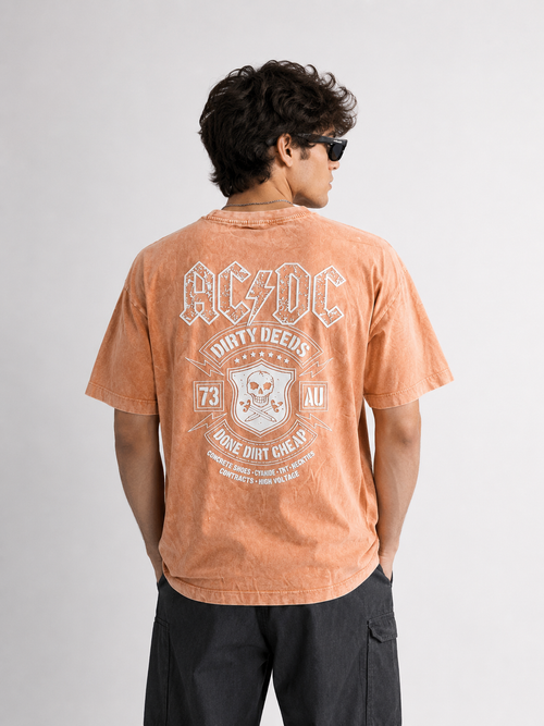 DIRTY DEEDS Acid Wash Oversized Tee – Vintage pink