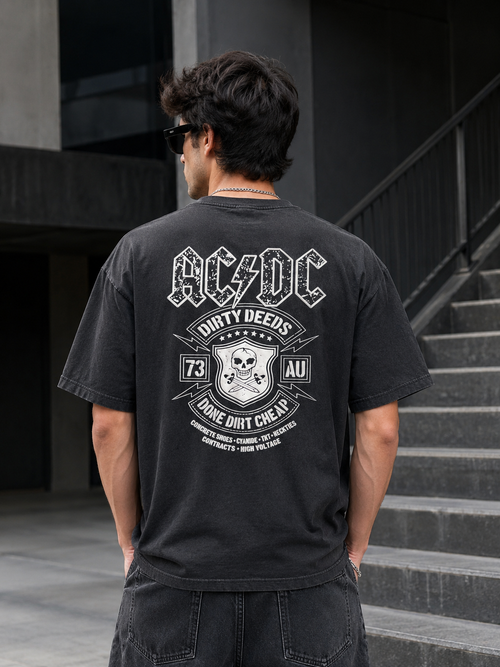 DIRTY DEEDS Oversized Tee – Vintage Black