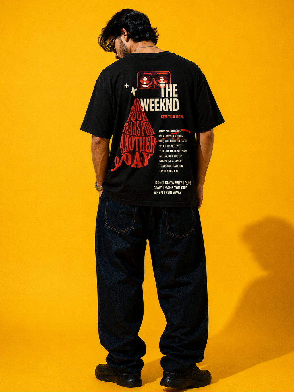 Save Your Tears Inspired Oversized Tee – Black