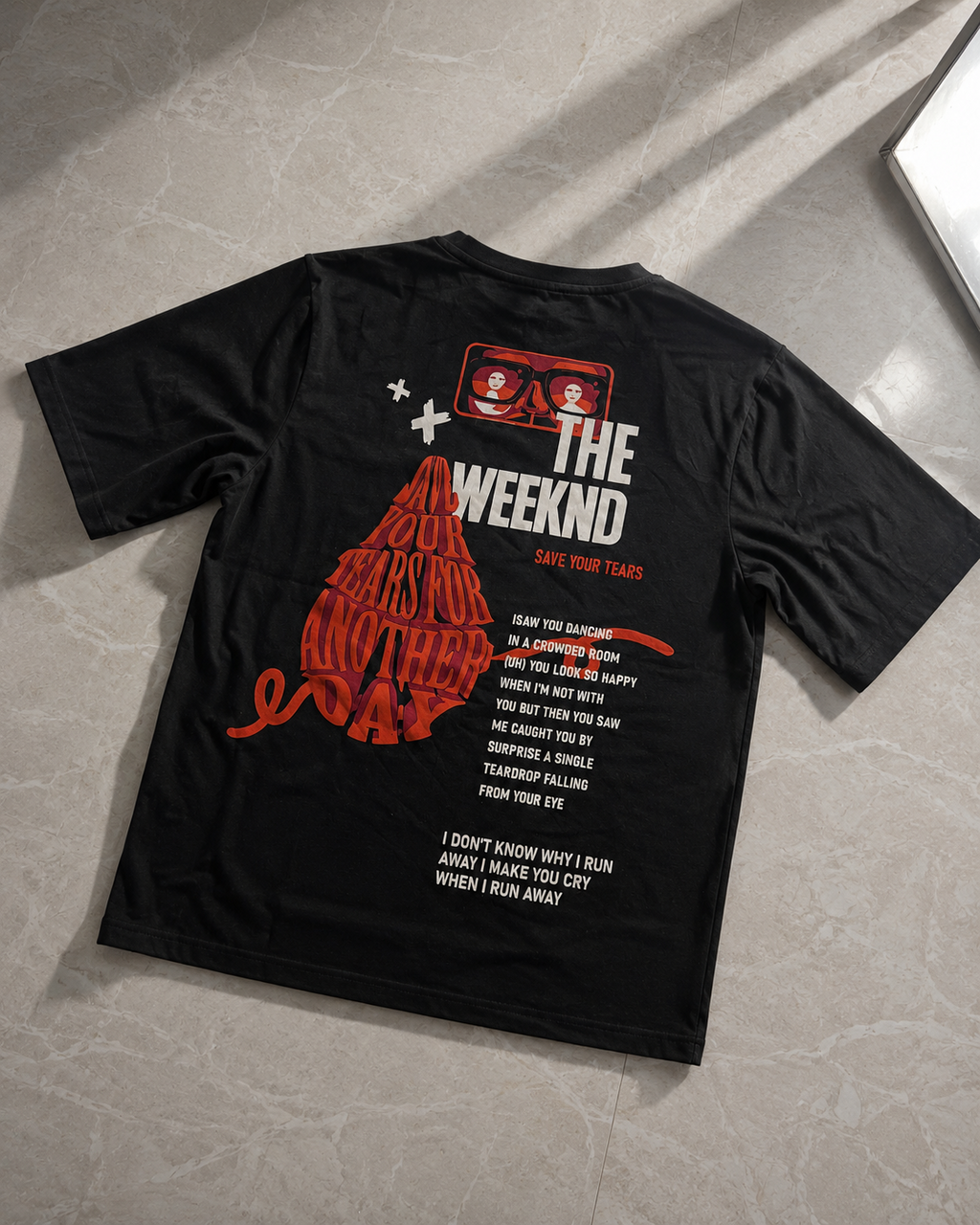 Save Your Tears Inspired Oversized Tee – Black