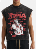 UTOPIA Acid Wash Sleeveless Oversized Tee