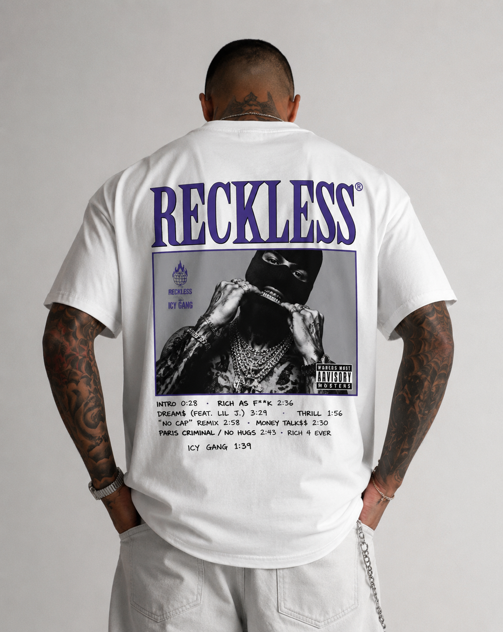 RECKLESS ICY GANG Oversized Tee – White