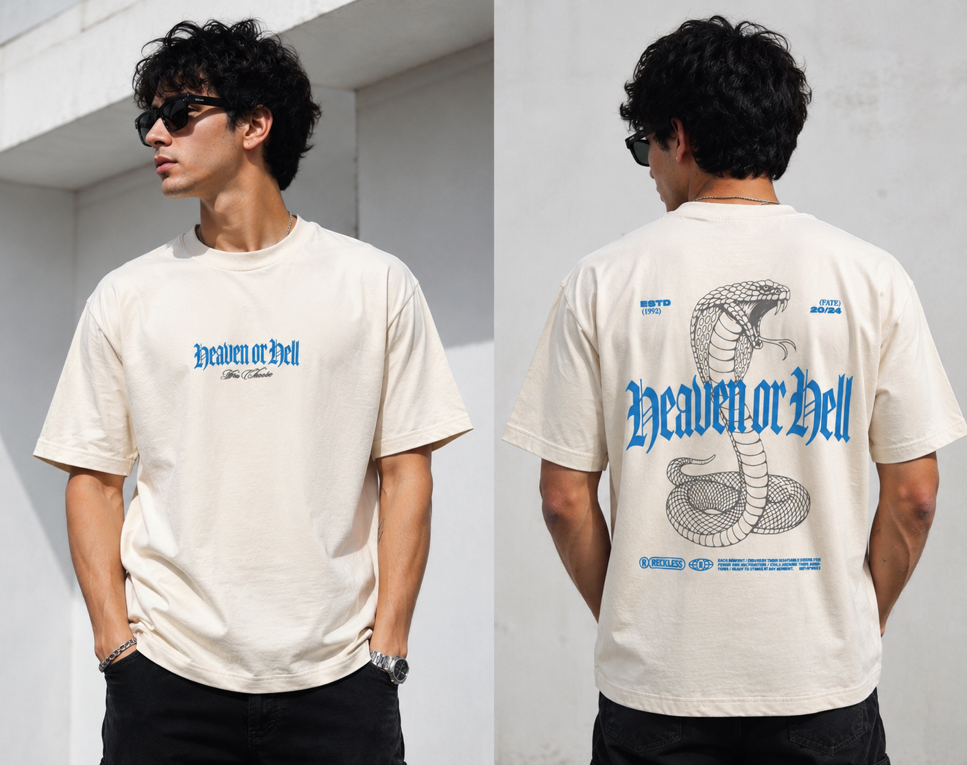 Heaven Or Hell Oversized Tee – Off White